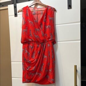 Marciano Red Cheetah Print Midi Dress